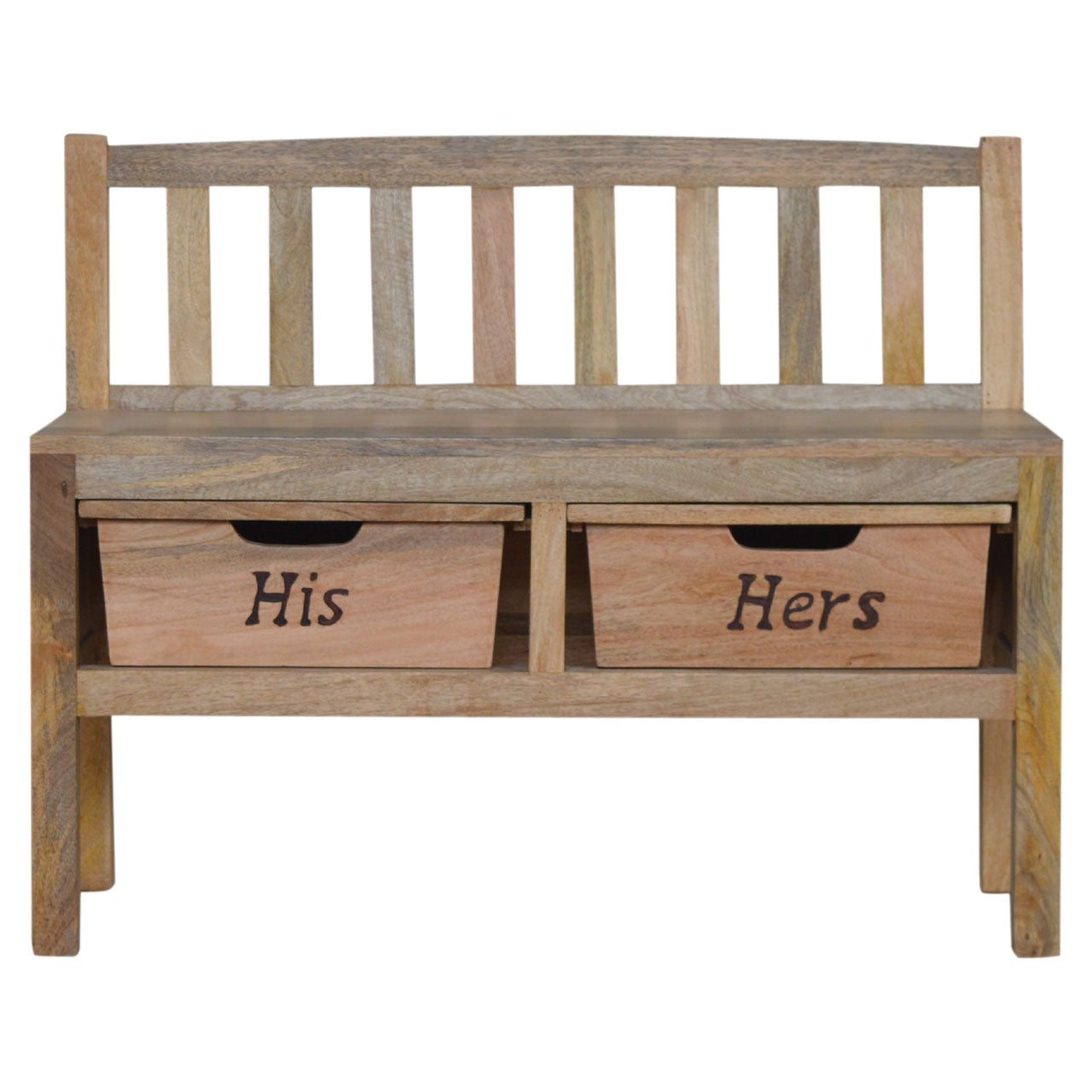 View His Hers Carved Storage Bench information