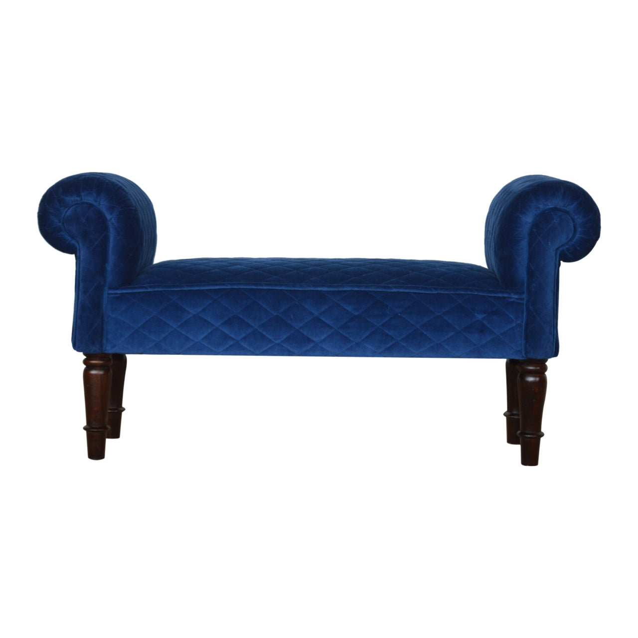 View Royal Blue Quilted Velvet Bench information
