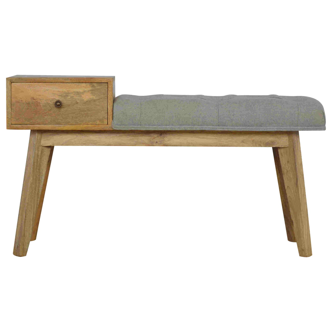 View Grey Tweed Bench with 1 Drawer information