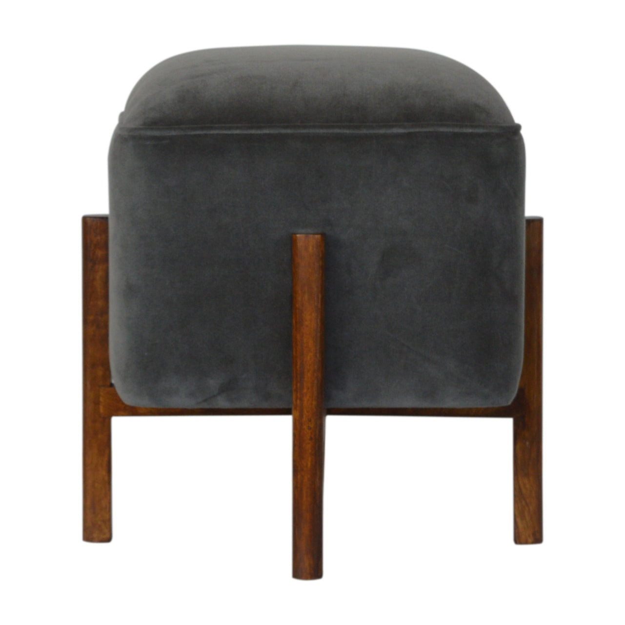 View Solid Wood Grey Velvet Footstool information