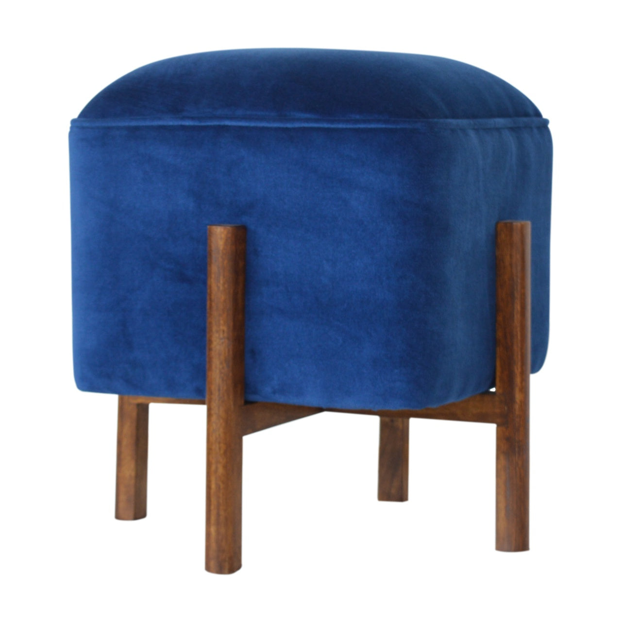 View Solid Wood Royal Blue Velvet Stool information