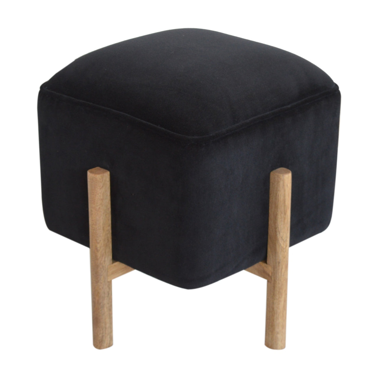 View Black Velvet Solid Wood Footstool information