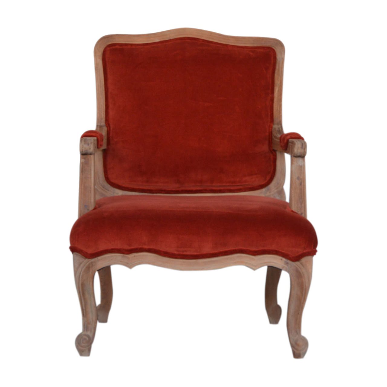 View Brick Red Velvet French Style Chair information