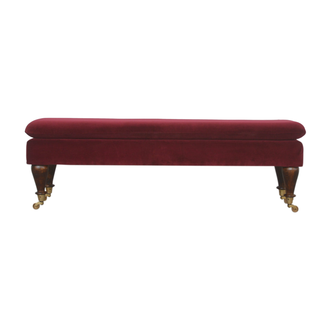 View Wine Red Velvet Castor Bench information