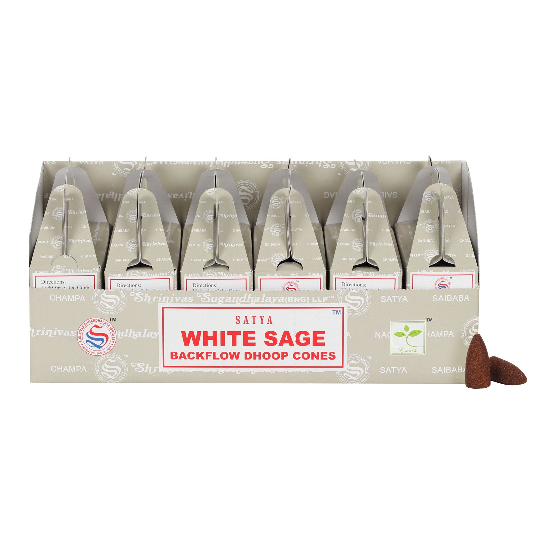 View Set of 6 Packets of Satya White Sage Backflow Dhoop Cones information