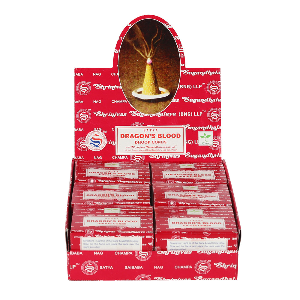 View Set of 12 Packets of Dragons Blood Dhoop Cones by Satya information
