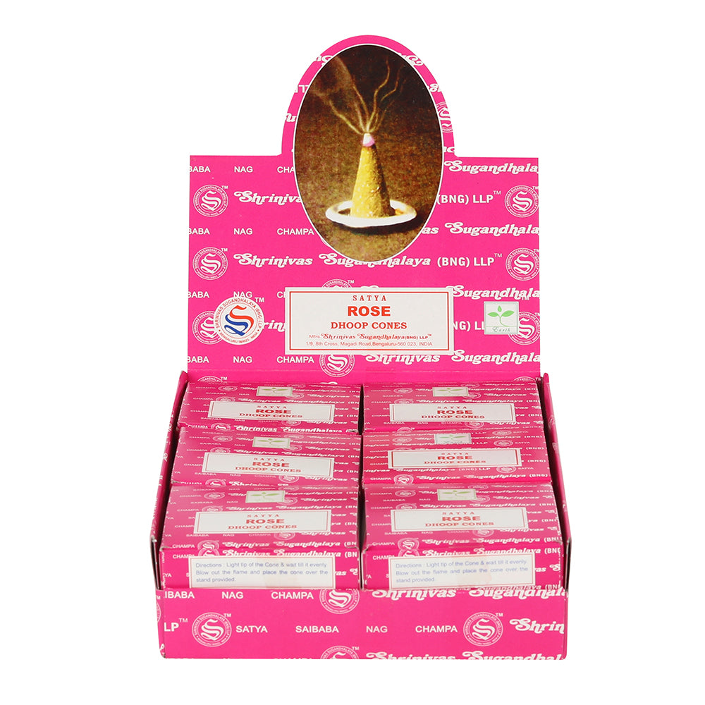 View Set of 12 Packets of Rose Dhoop Cones by Satya information