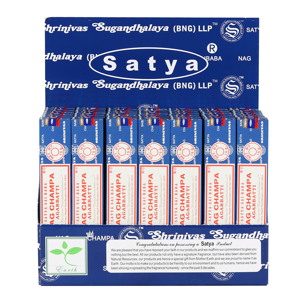 View Set of 42 packets of Satya Nagchampa Incense Sticks in Display information