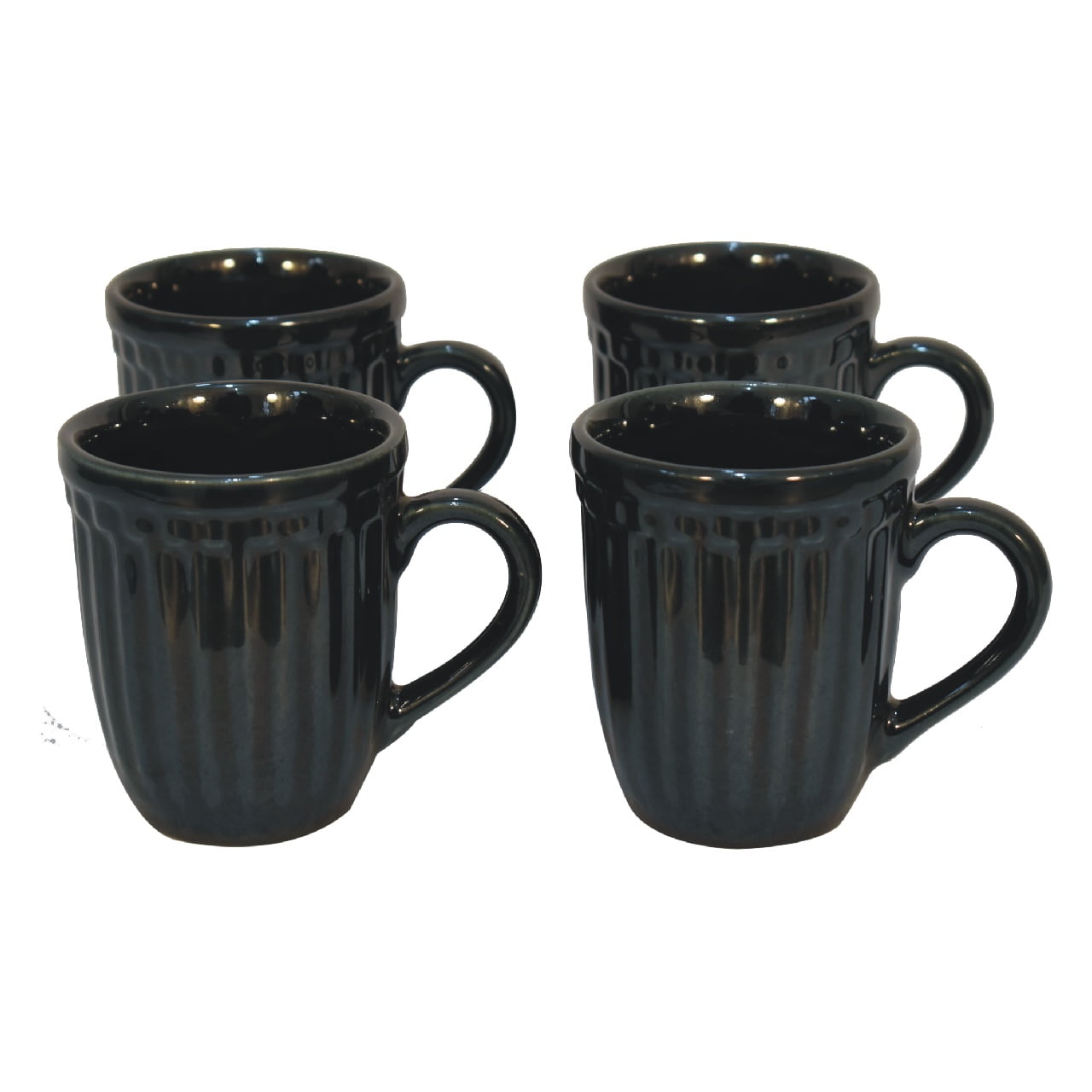 View Black Ribbed Mug Set of 4 information