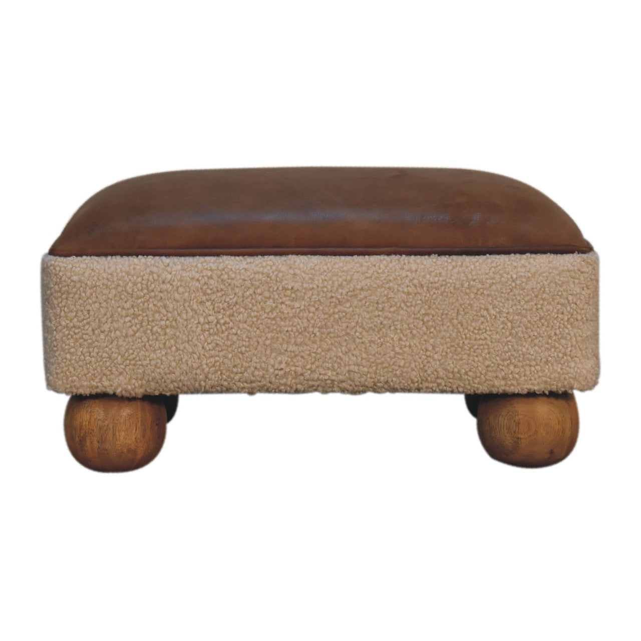 View Tan Leather Boucle Ball Footstool information