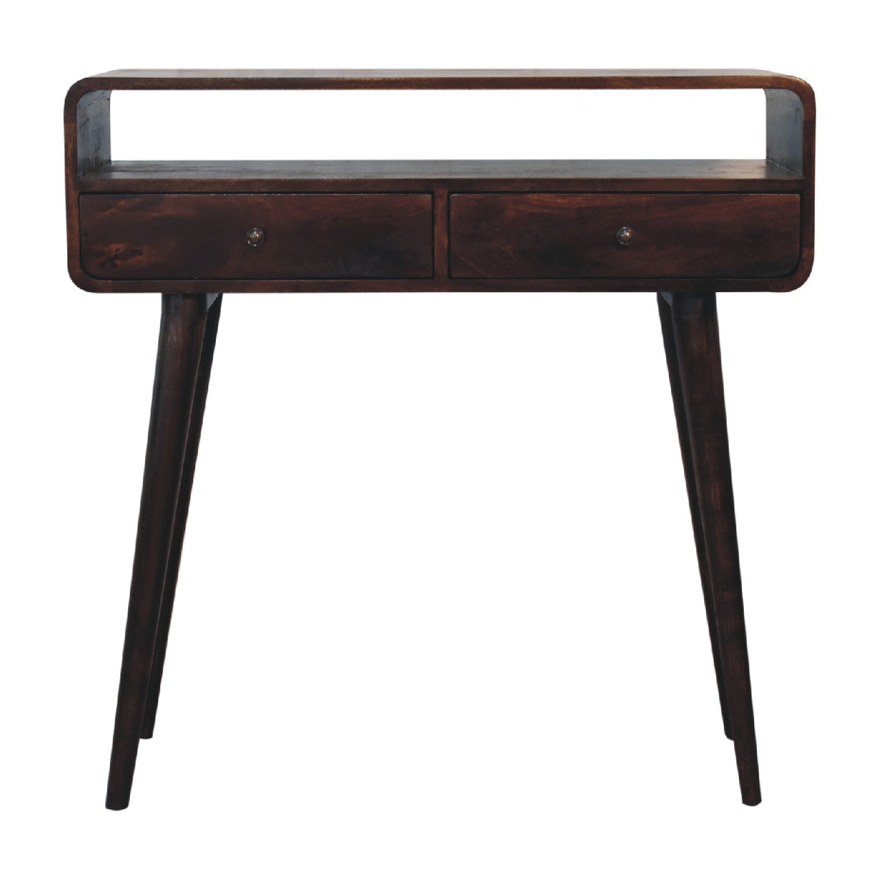 View Curved Light Walnut Console Table information