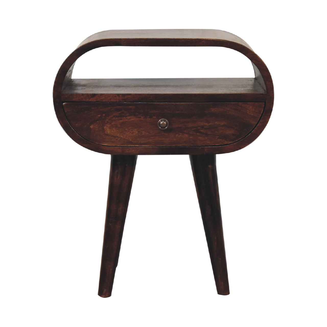 View Light Walnut Circular Bedside with Open Slot information