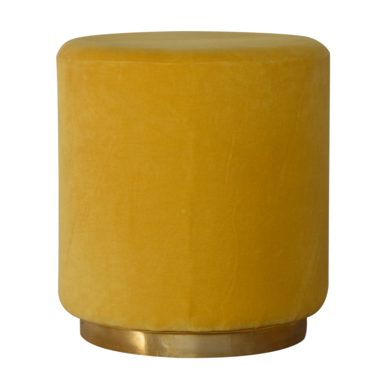 View IN818 Mustard Velvet Footstool with Gold Base information