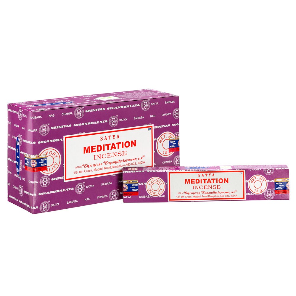 View Set of 12 Packets of Meditation Incense Sticks by Satya information