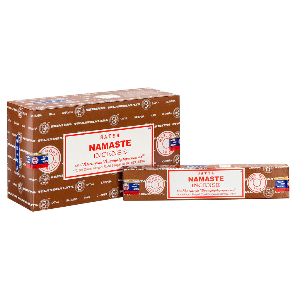 View Set of 12 Packets of Namaste Incense Sticks by Satya information