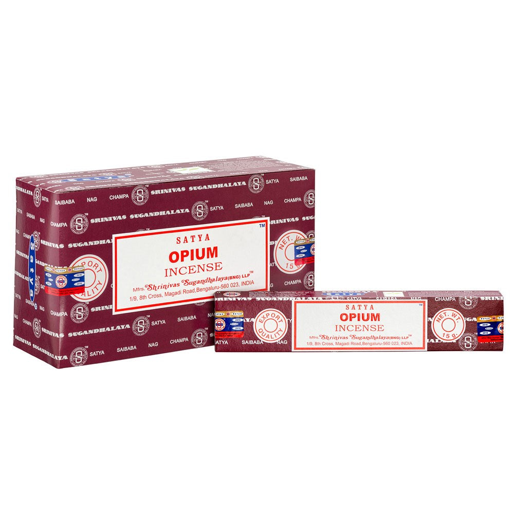 View Set of 12 Packets of Opium Incense Sticks by Satya information