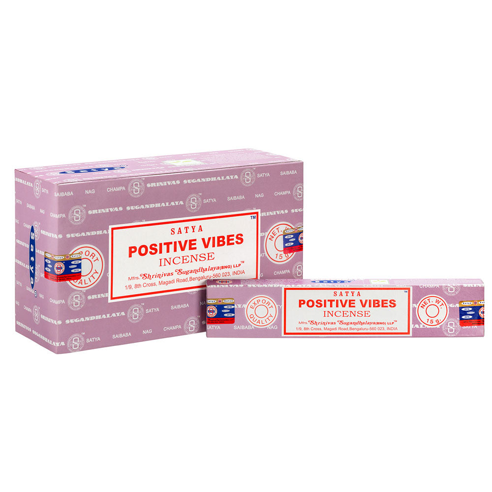 View Set of 12 Packets of Positive Vibes Incense Sticks by Satya information