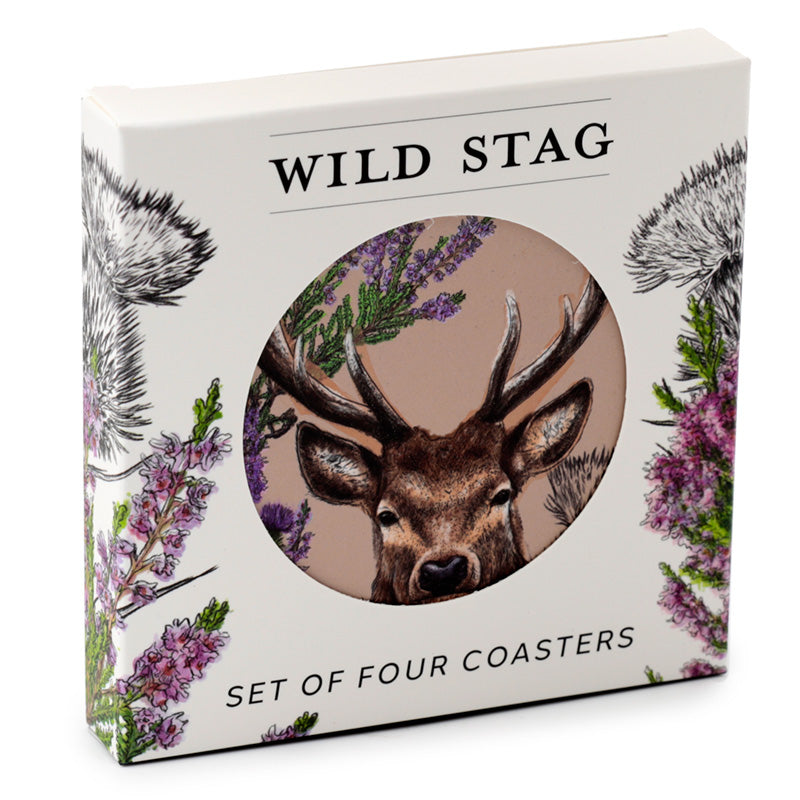 View Set of 4 Cork Novelty Coasters Wild Stag information