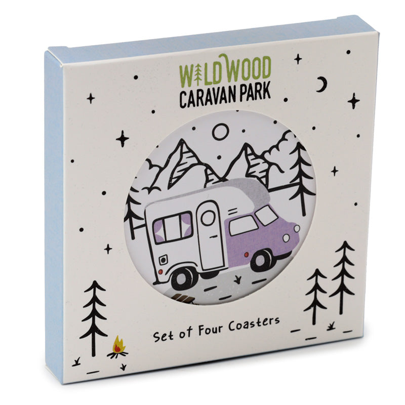 View Set of 4 Cork Novelty Coasters Wildwood Caravan information