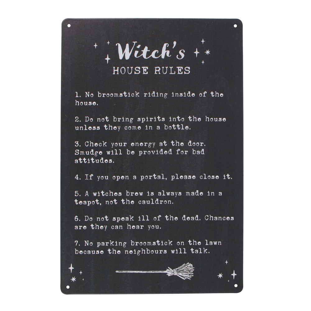 View Witchs House Rules Metal Sign information