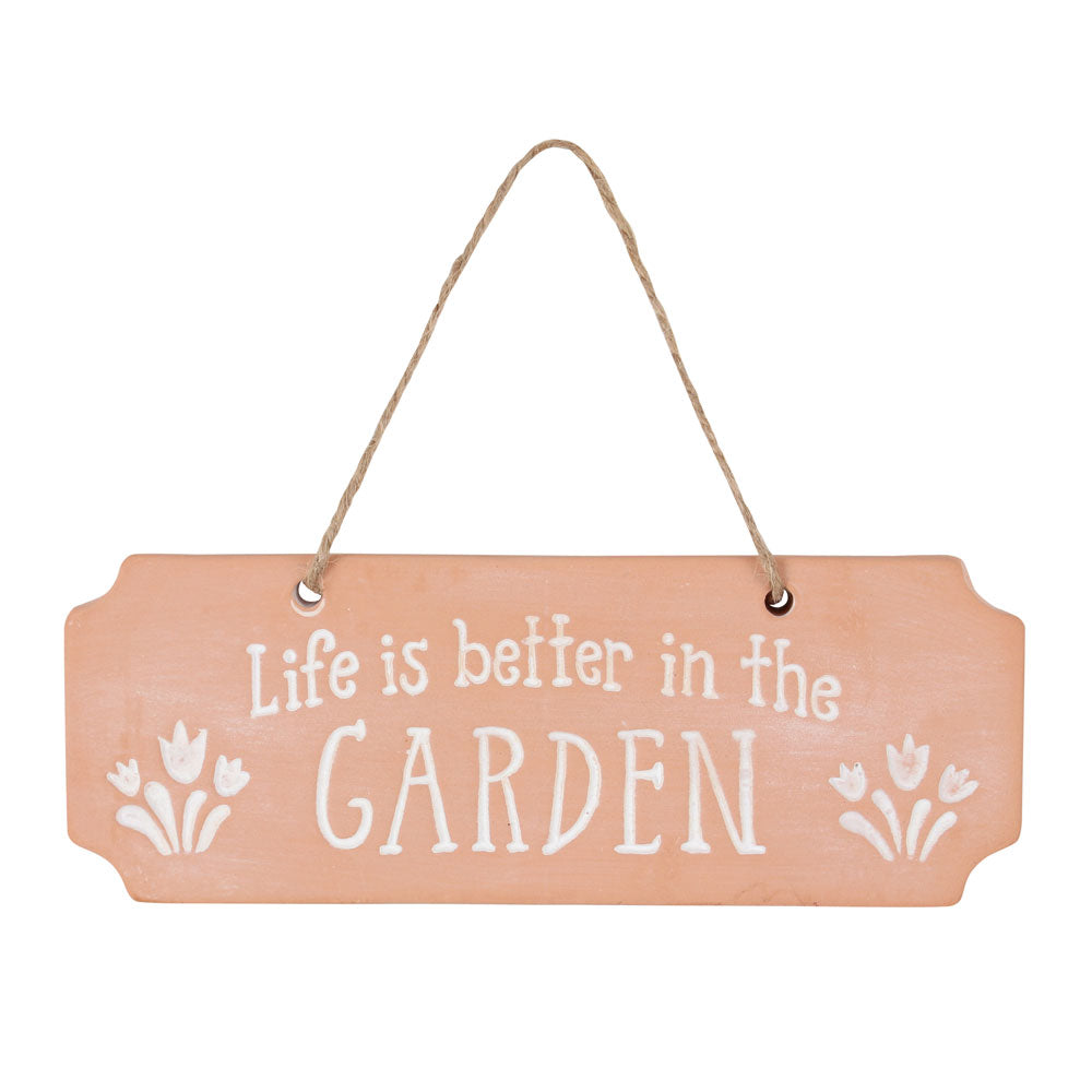 View Life Is Better In The Garden Terracotta Hanging Sign information