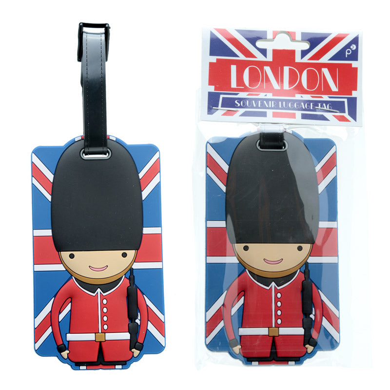 View PVC Luggage Tag London Souvenir Union Jack London Guardsman information