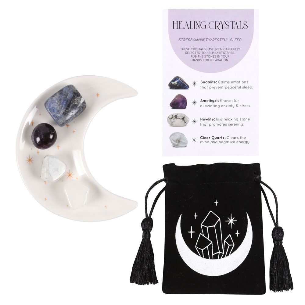 View Stress Healing Crystal Set with Moon Trinket Dish information