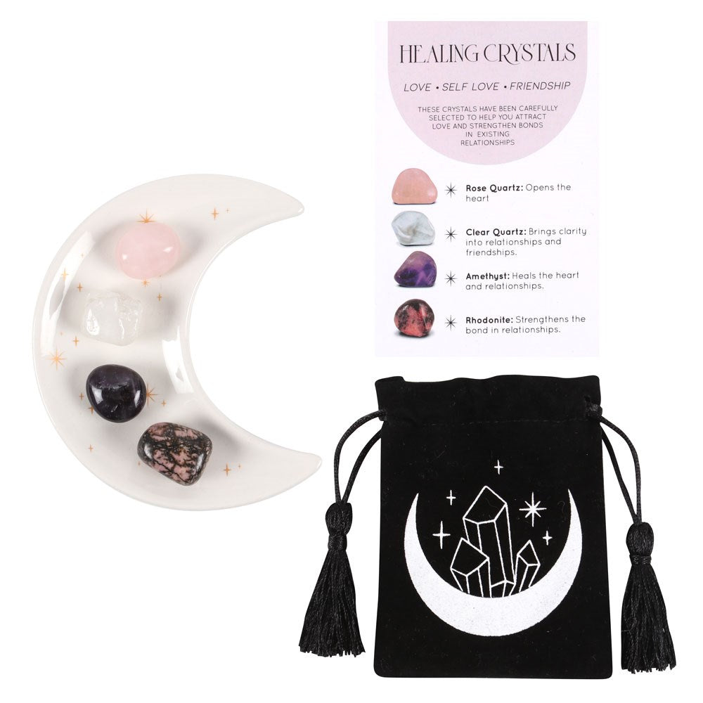 View Love Healing Crystal Set with Moon Trinket Dish information