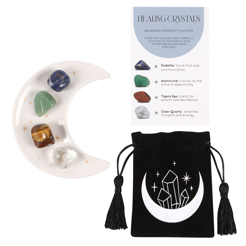 View Success Healing Crystal Set with Moon Trinket Dish information