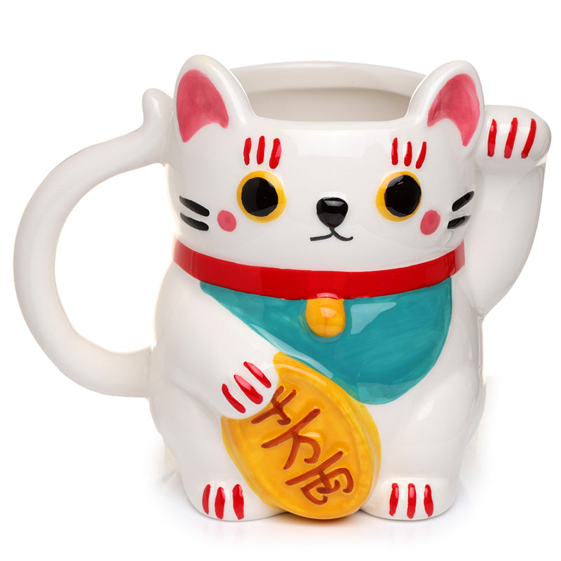 View Ceramic White Maneki Neko Lucky Cat Shaped Collectable Mug information