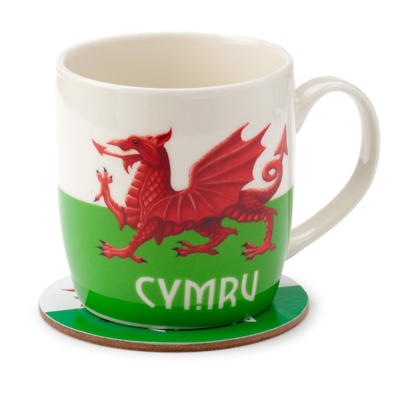 View Porcelain Mug Coaster Set Wales Welsh Cymru information