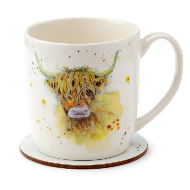 View Porcelain Mug Coaster Set Jan Pashley Highland Coo Cow information