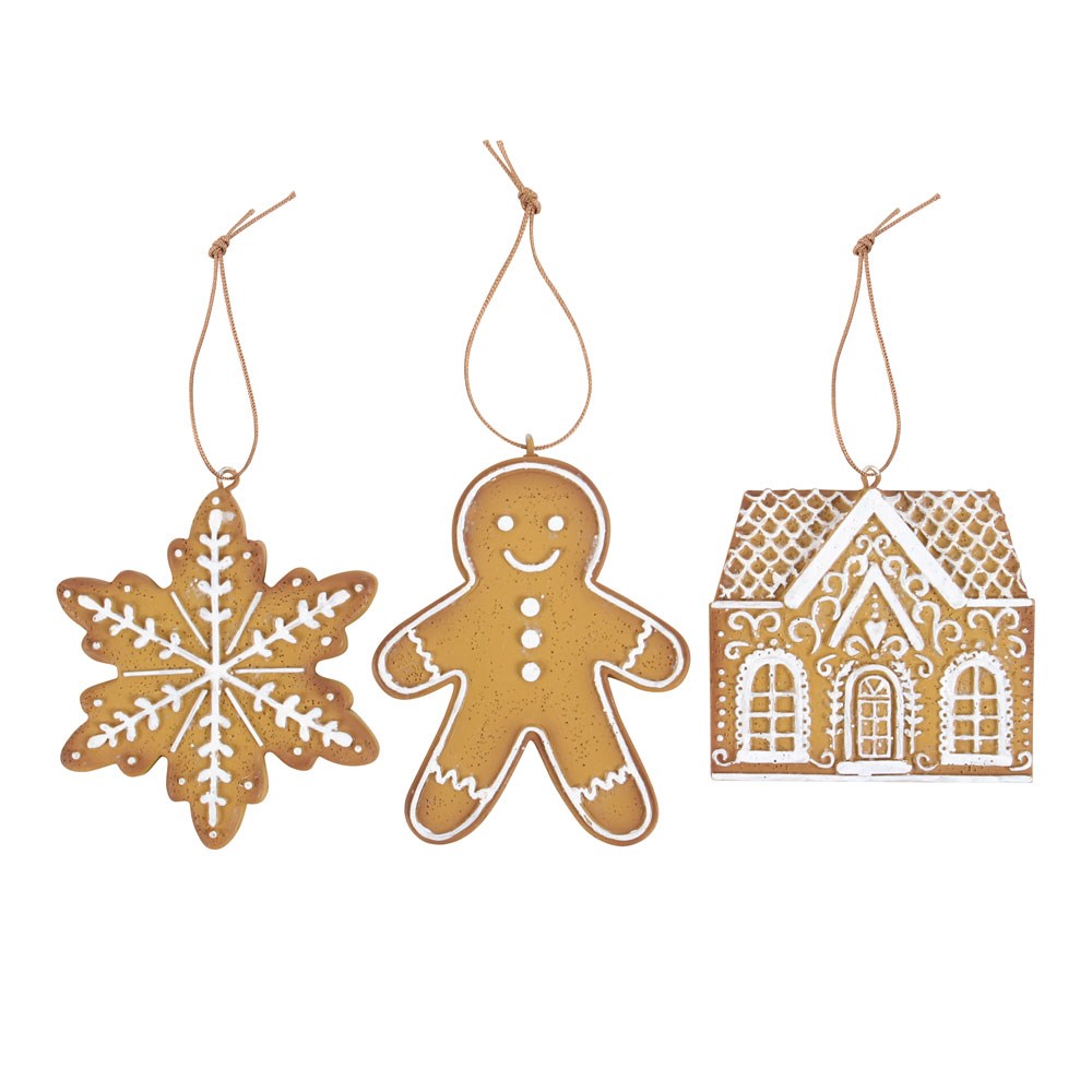 View Set of 3 Hanging Gingerbread Decorations information