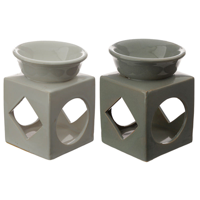 View Cube Ceramic Eden Oil and Wax Burner with Geometric Cutout information