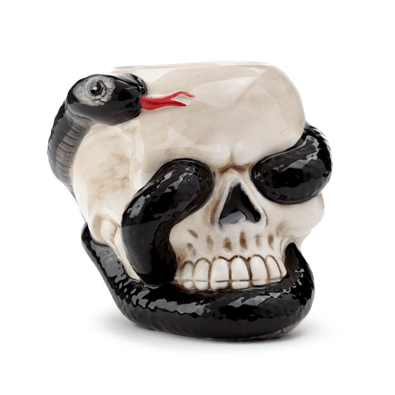 View Ceramic Shaped Oil Burner Coiled Snake and Skull information