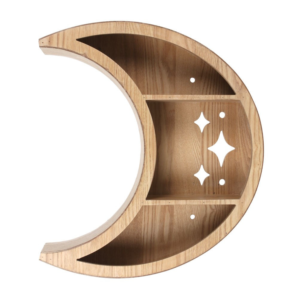 View Wooden Crescent Moon Wall Shelf information