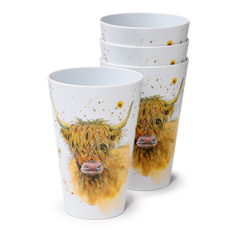 View Recycled RPET Set of 4 Picnic Cups Jan Pashley Highland Coo Cow information