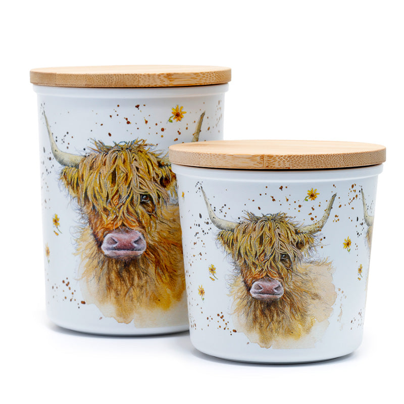 View Recycled RPET Set of 2 Storage Jars SM Jan Pashley Highland Coo Cow information