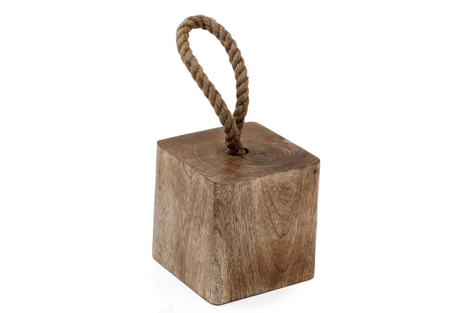 View Mango Wood Doorstop With Rope Handel 15cm information