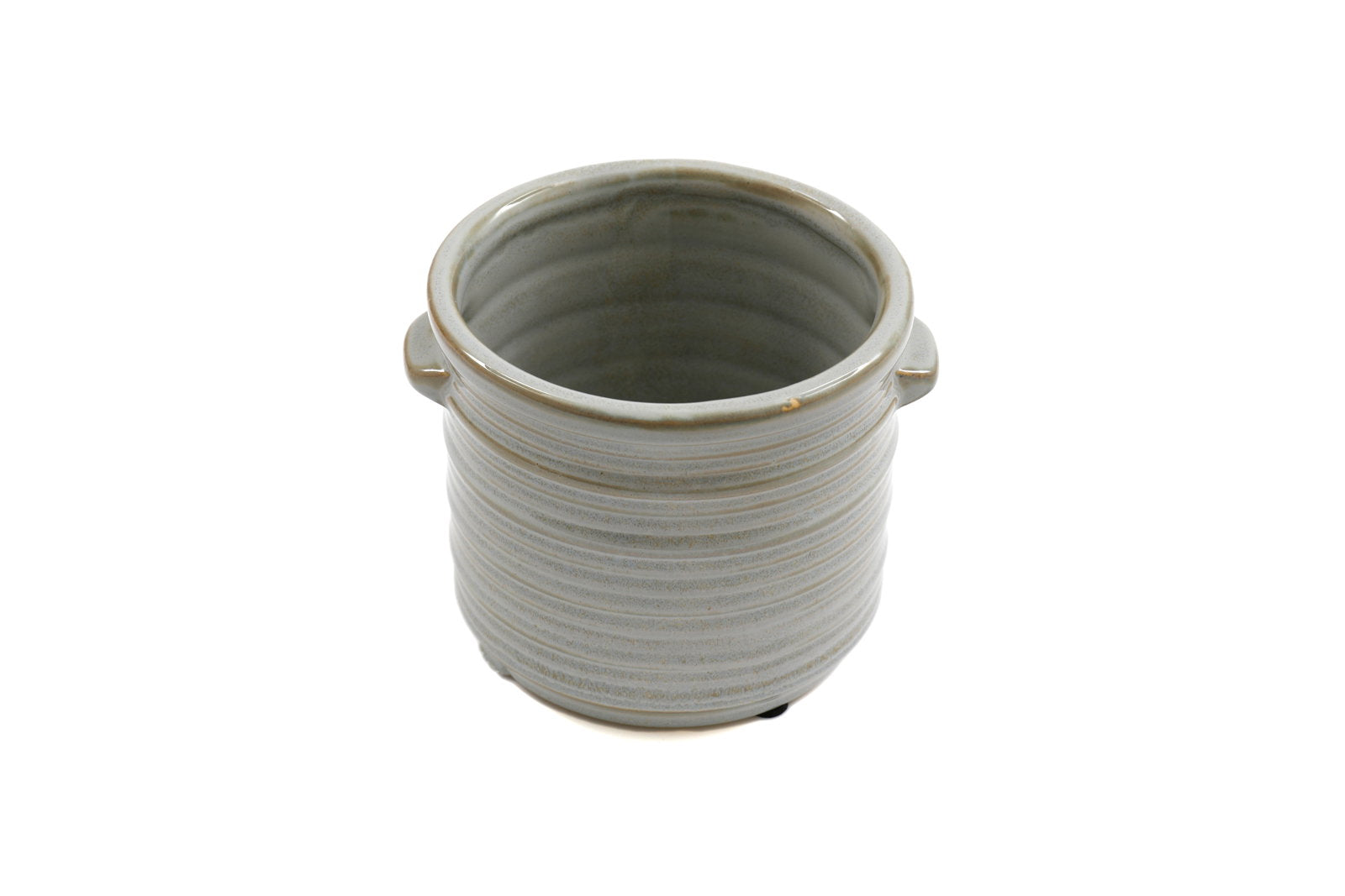 View Ceramic Grey Ribbed Planter With Handles 125cm information
