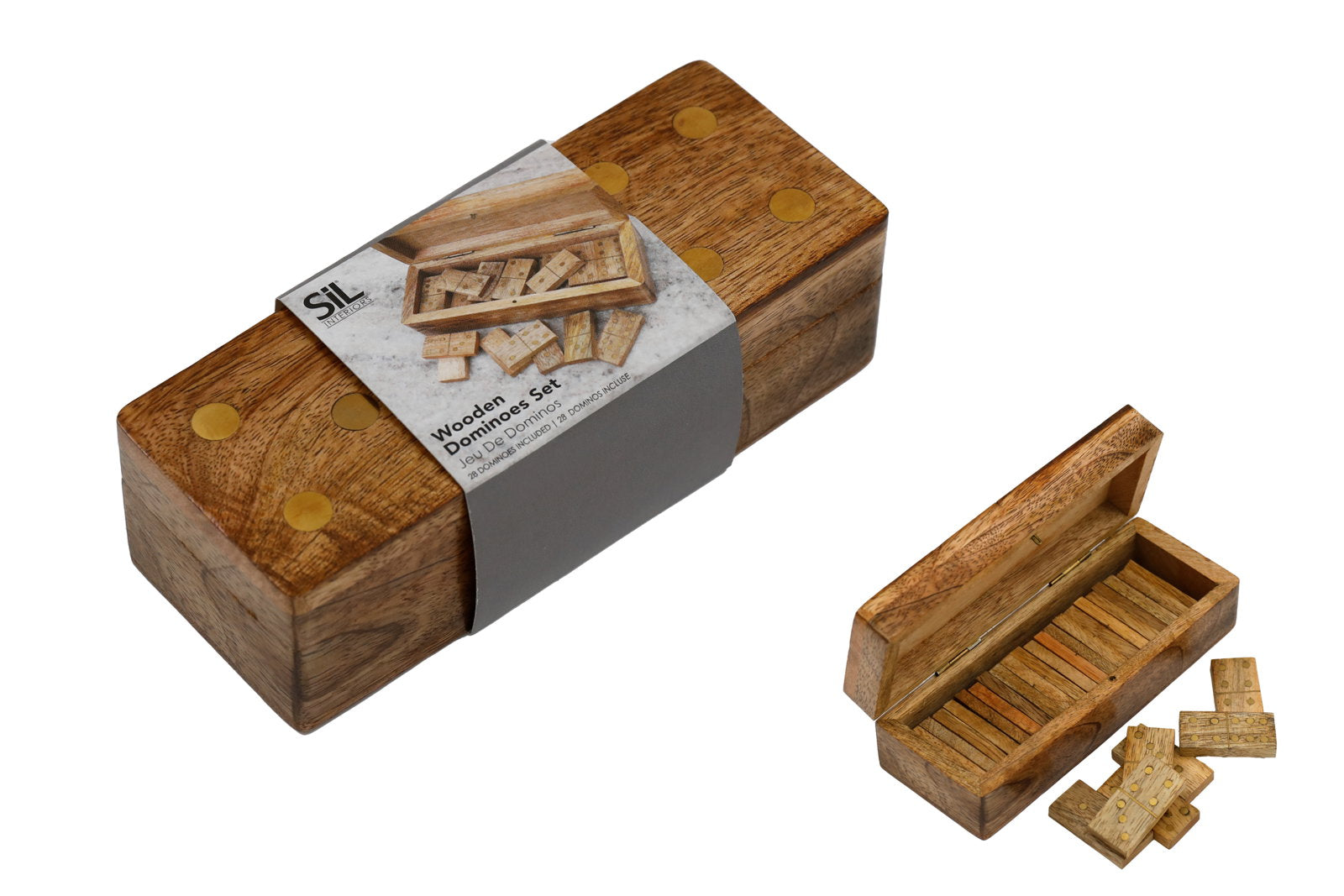 View Wood Brass Domino Set 16cm information