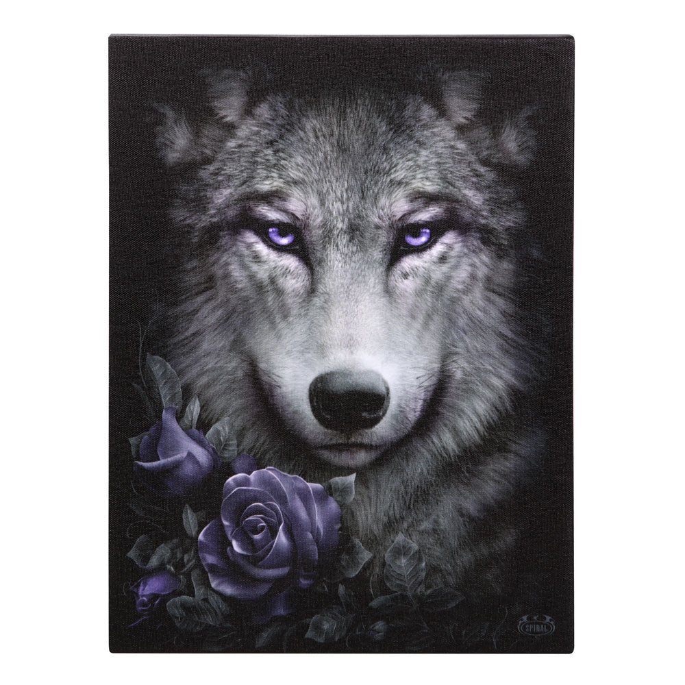 View 19x25cm Wolf Roses Canvas Plaque by Spiral Direct information