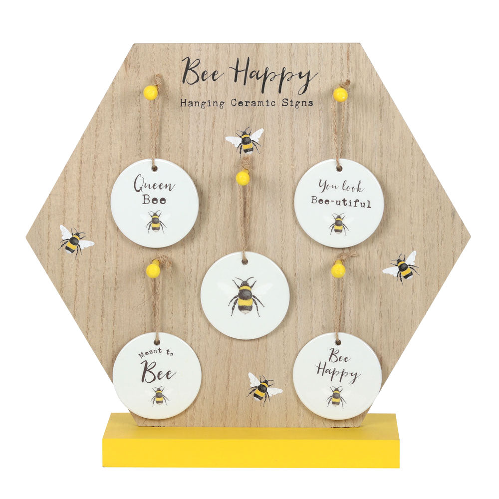 View Bee Happy Ceramic Hanging Sign Display information