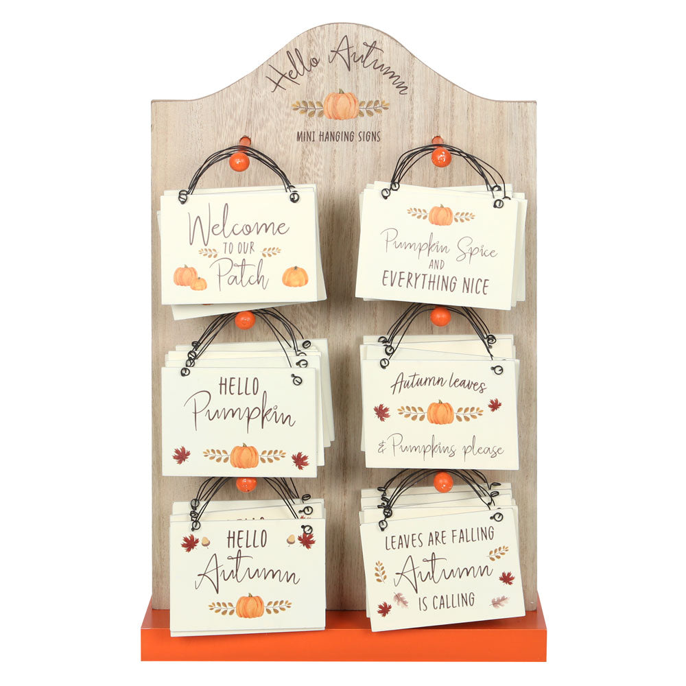 View Set of 30 Hello Autumn Mini Hanging Signs on a Display information