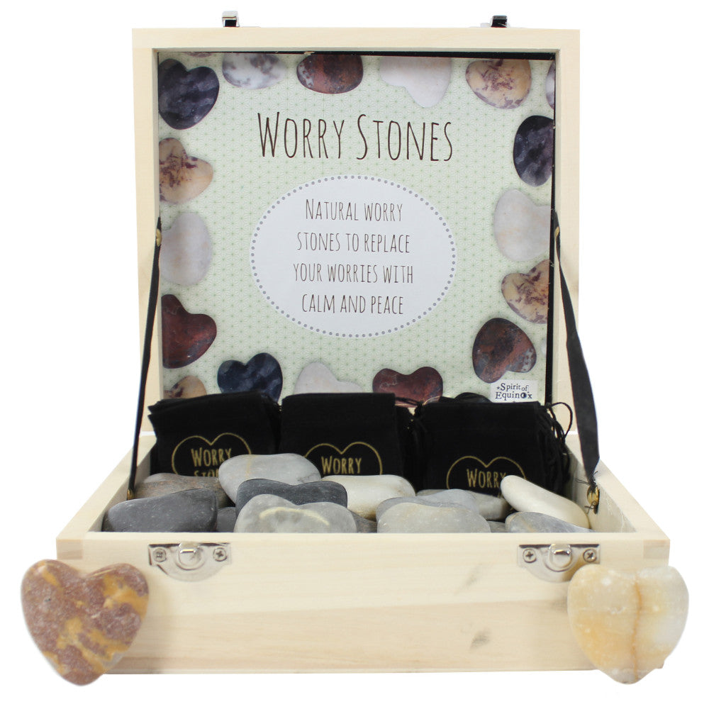 View Box of 36 Heart Worry Stones information
