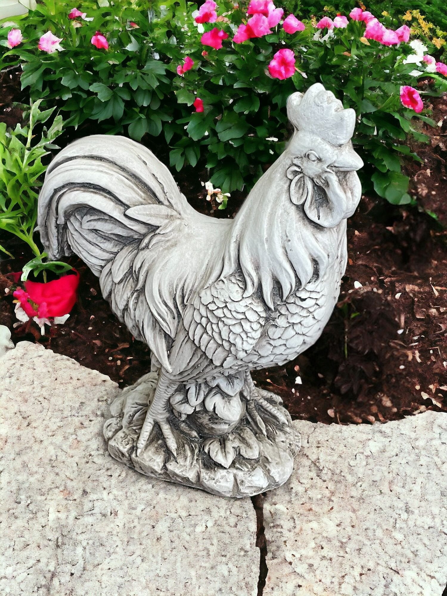 View Stone Effect White Cockerel Statue information