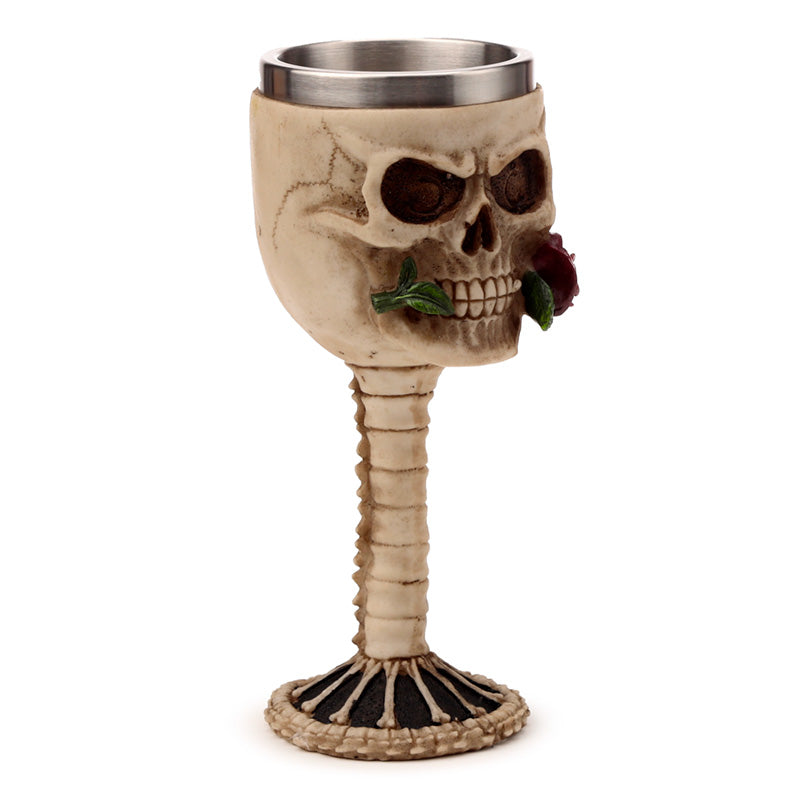 View Decorative Goblet Skull with Red Rose in Mouth information