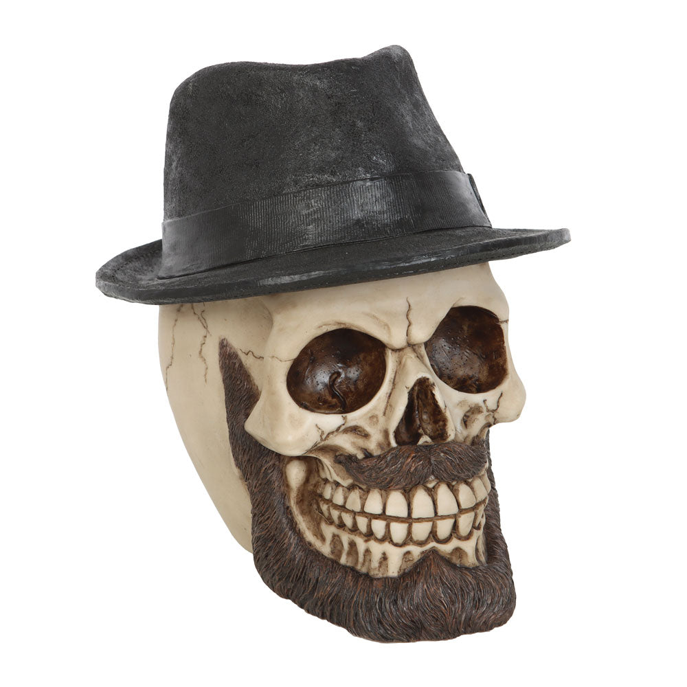 View Skull Ornament with Trilby Hat information