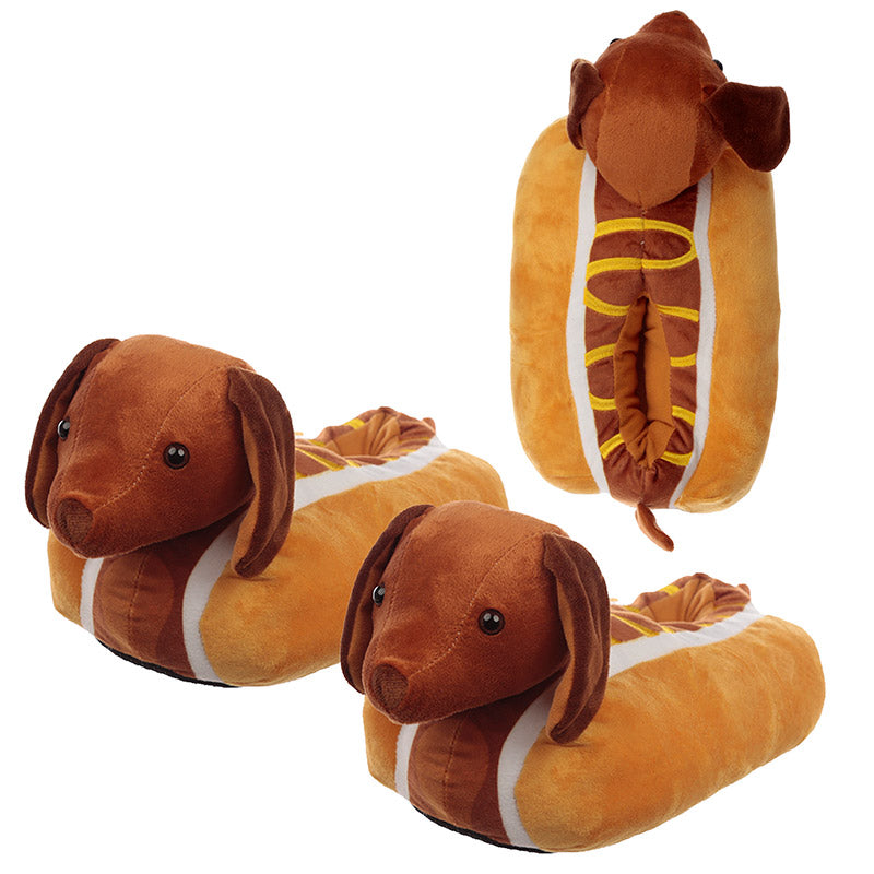 View Hot Dog Fast Food Unisex One Size Pair of Plush Slippers information