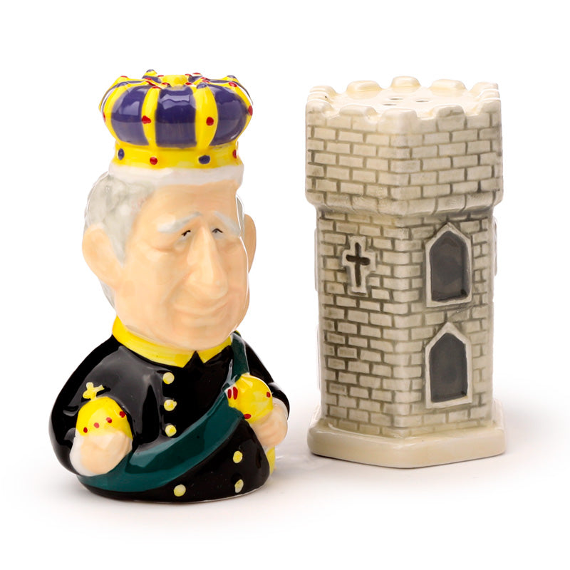 View Novelty Ceramic Salt and Pepper King Charles III information